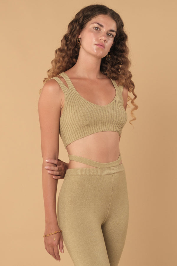 Lost In Paradise Beryl Knit Top Light Brown