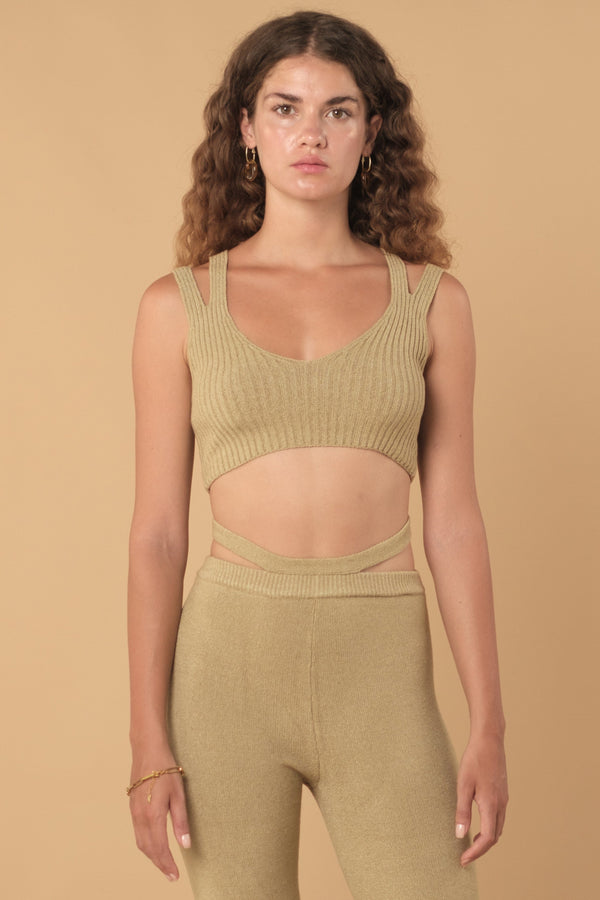 lost in paradise Beryl Knit Top Light Brown