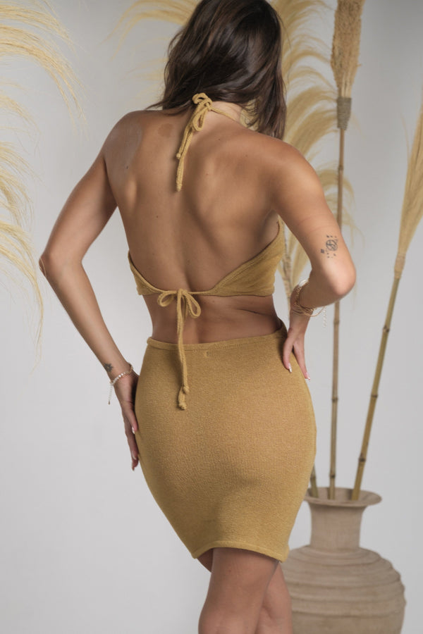 Lost In Paradise Brielle Knit Dress Light Brown