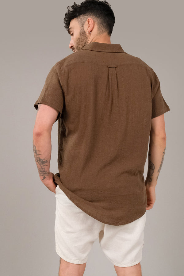 Lost In Paradise Cabana Shirt Brown