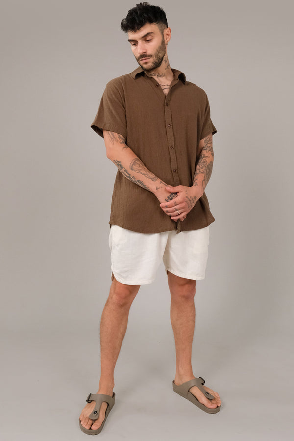 Lost In Paradise Cabana Shirt Brown