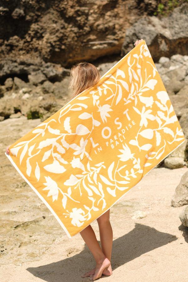 lost in paradise Floral Towel Yellow
