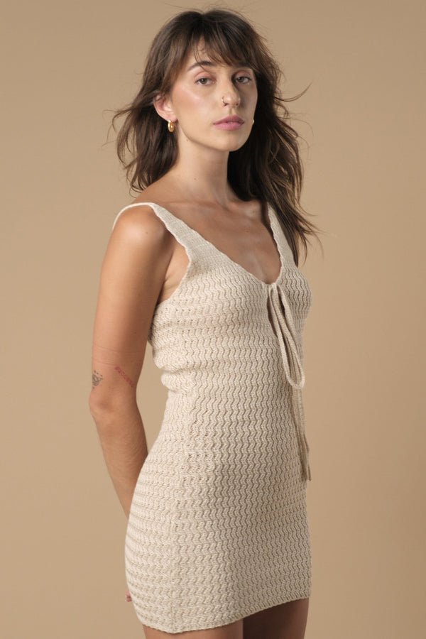Lost In Paradise Freesia Knit Dress Cream
