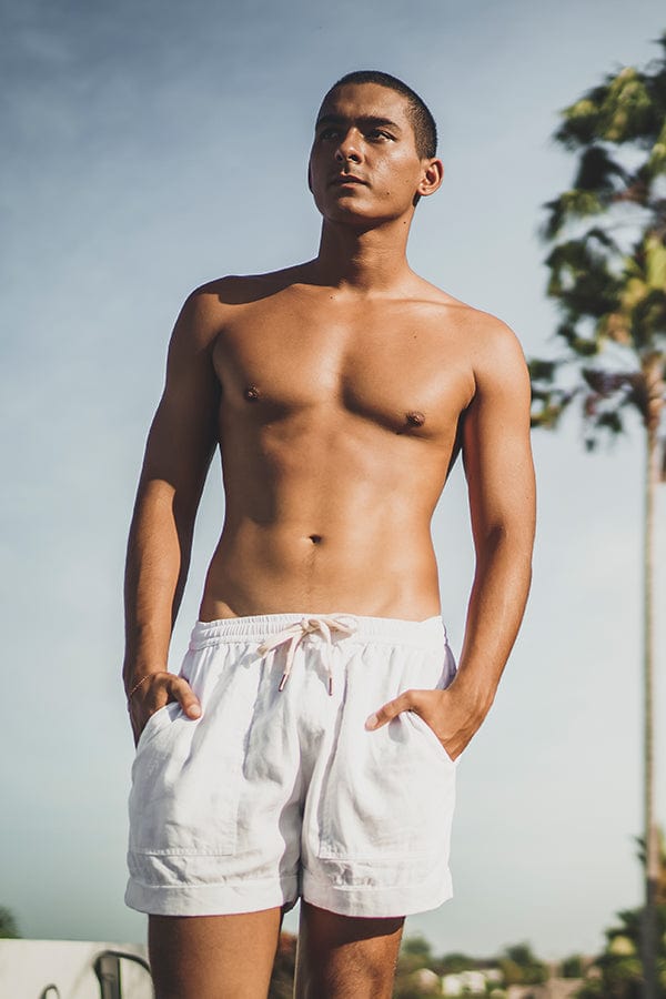 Lost In Paradise Get Shorty Linen White