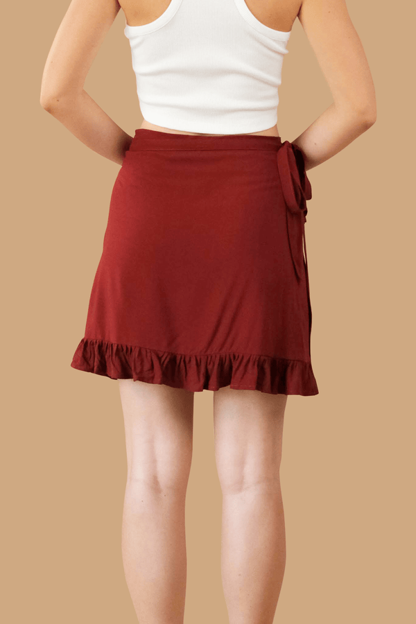 Lost In Paradise Gianna Wrap Skirt Red