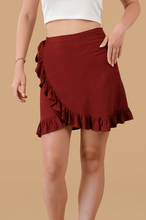 lost in paradise Gianna Wrap Skirt Red