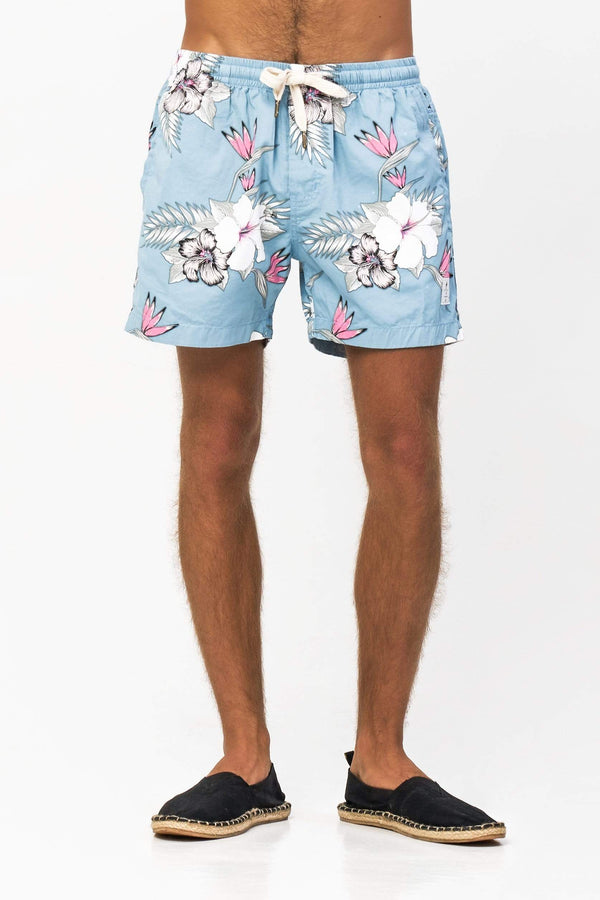 Lost In Paradise Hibiscus Short Blue