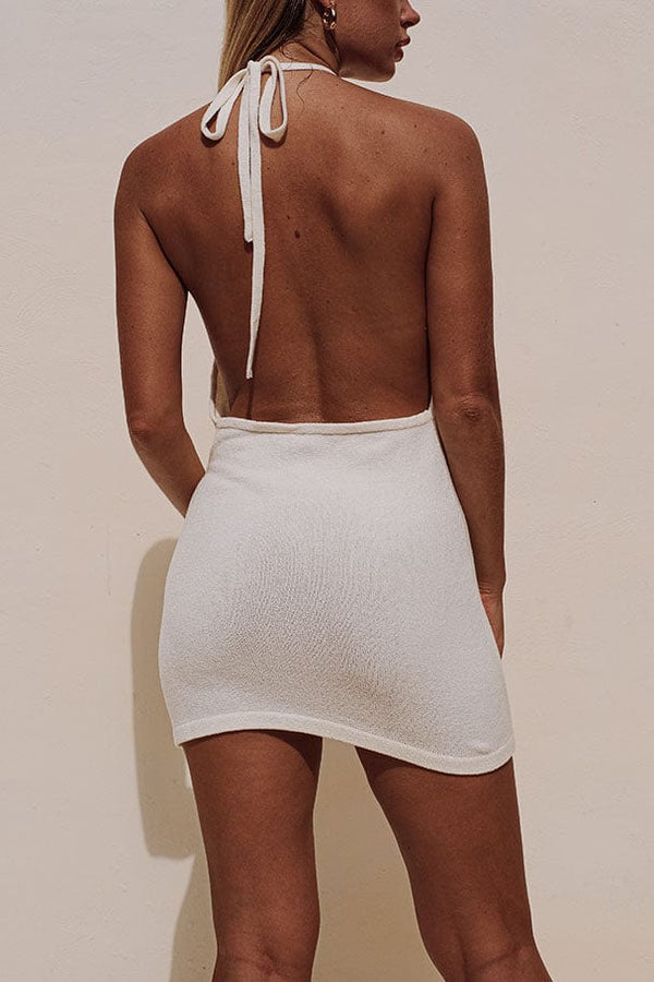 Lost In Paradise Lexa Halter Knit Dress White