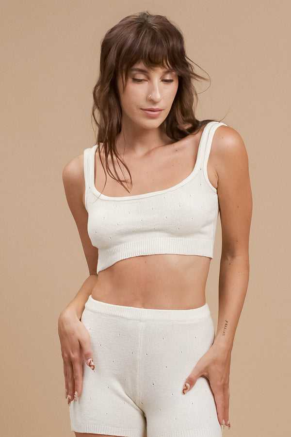 lost in paradise Lilo Knit Top White