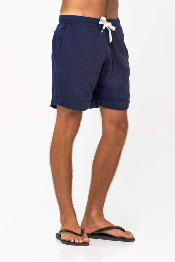 Lost In Paradise Linen Short Blue