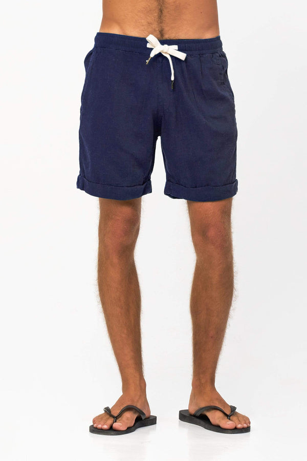 lost in paradise Linen Short Blue