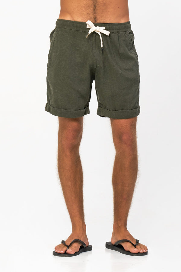 lost in paradise Linen Short Green