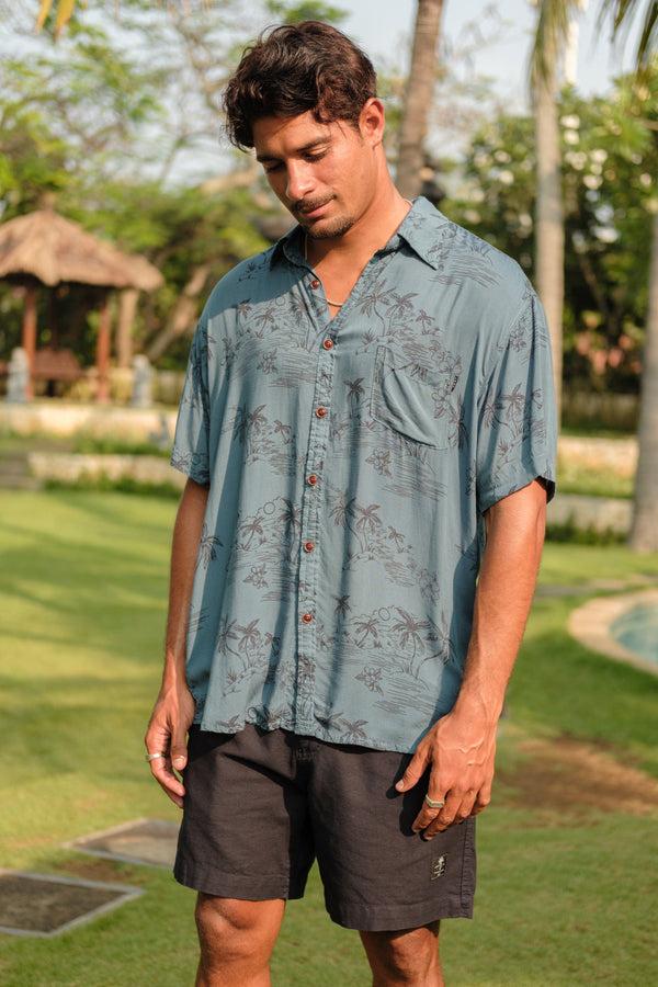 Lost In Paradise Ments Shirt Blue