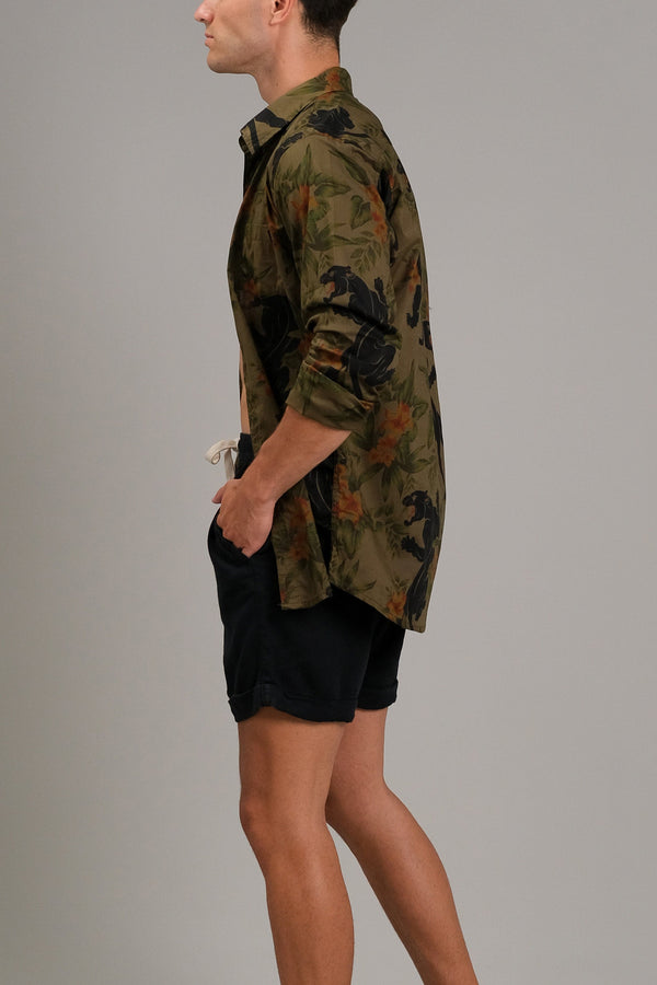 Lost In Paradise Panther Shirt LS Green