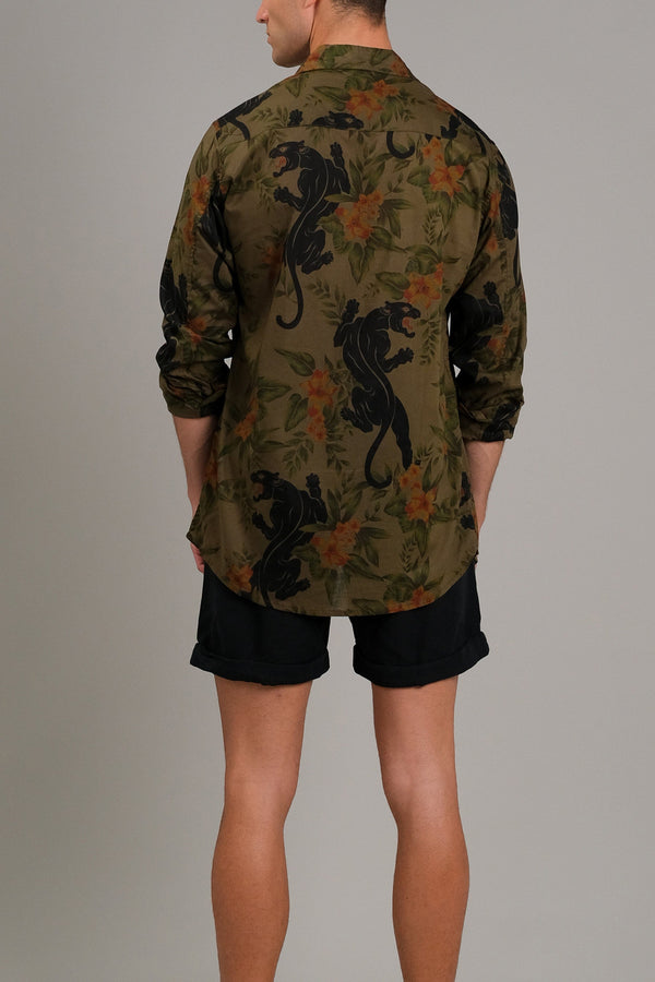 Lost In Paradise Panther Shirt LS Green