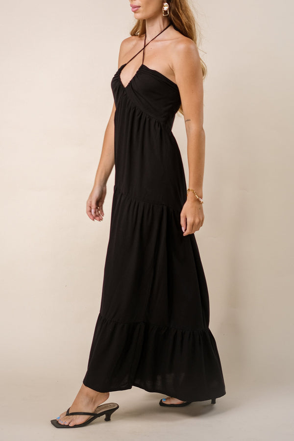 lost in paradise Rere Dress Black
