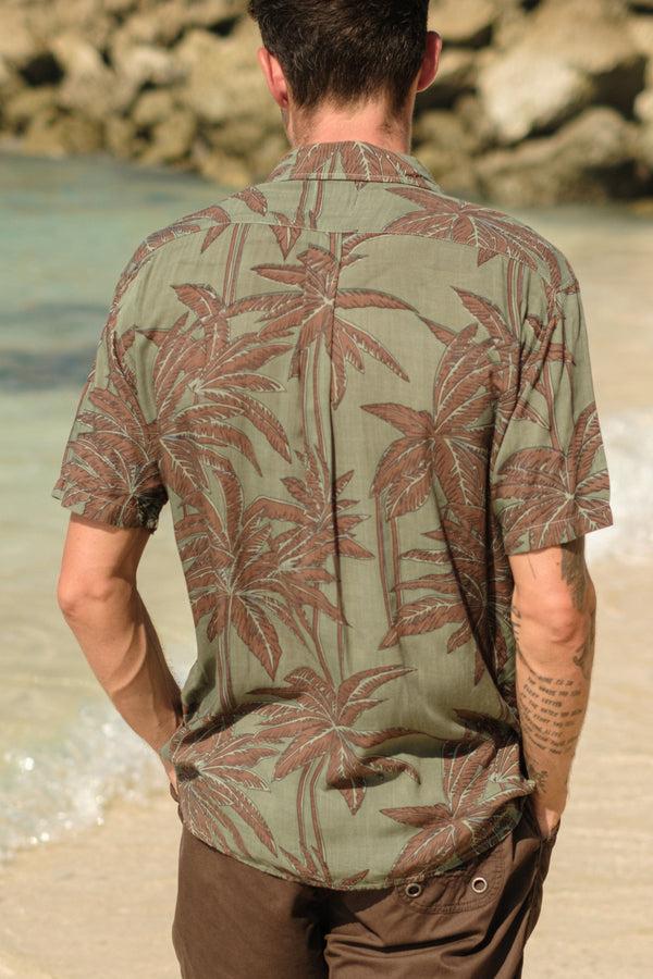 Lost In Paradise Retro Palm Shirt Green