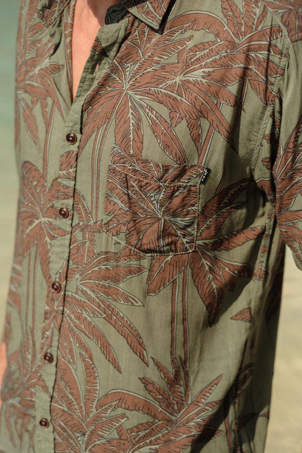 Lost In Paradise Retro Palm Shirt Green