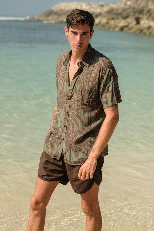 Lost In Paradise Retro Palm Shirt Green