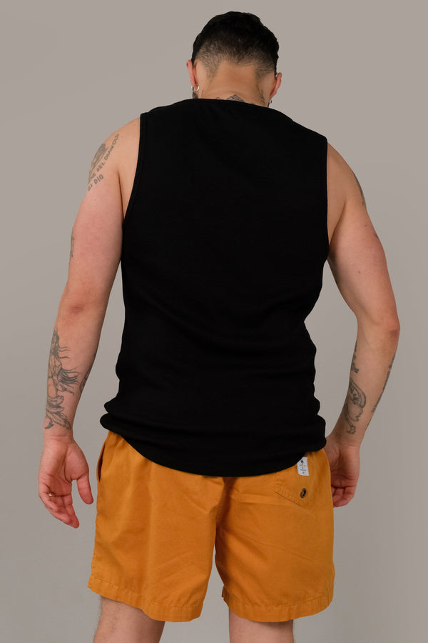 Lost In Paradise Rib Singlet Black