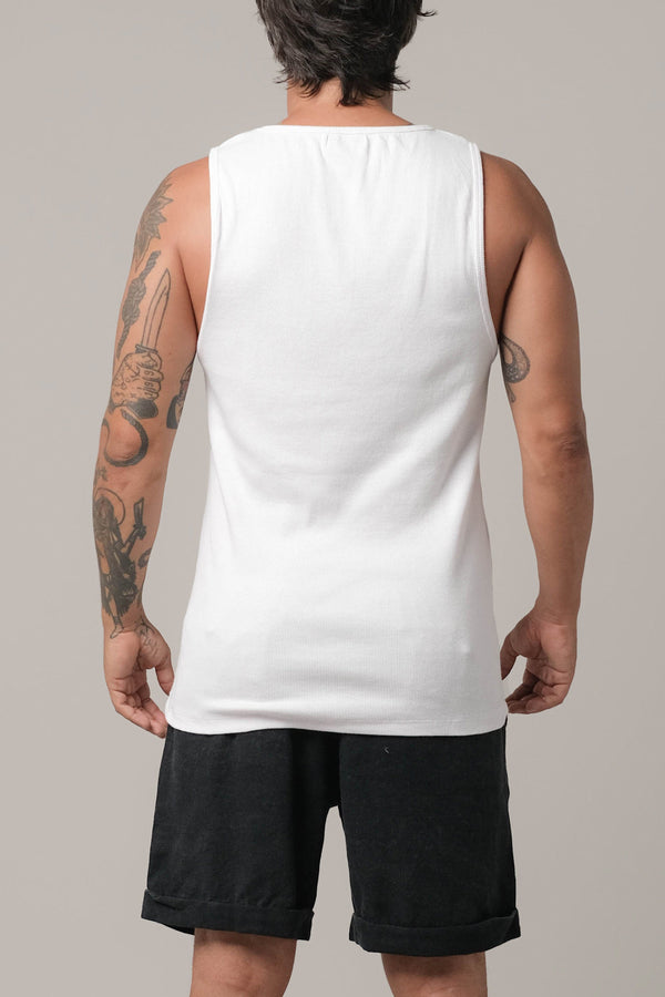 Lost In Paradise Rib Singlet White