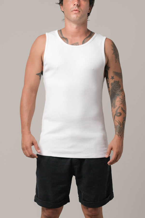 lost in paradise Rib Singlet White