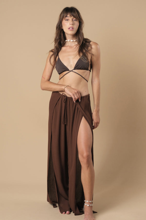 Lost In Paradise Rue Top Brown