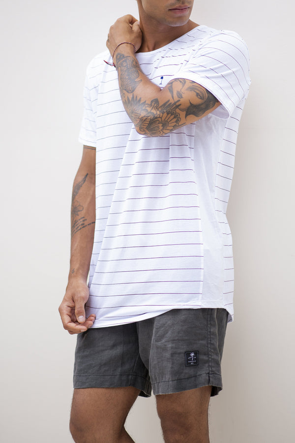Lost In Paradise Side Stripe Tee White