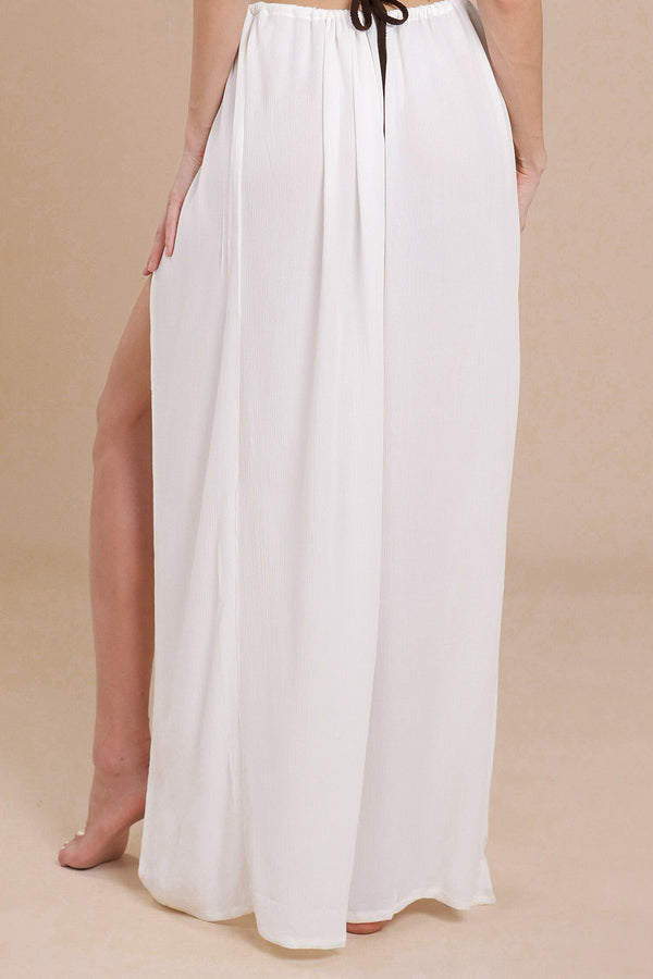 Lost In Paradise Slit Long Skirt White