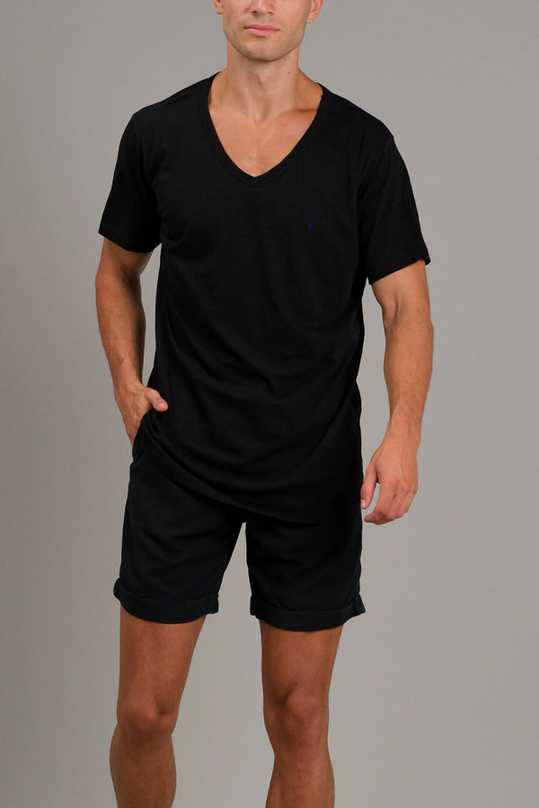 lost in paradise Slub V Tee Black