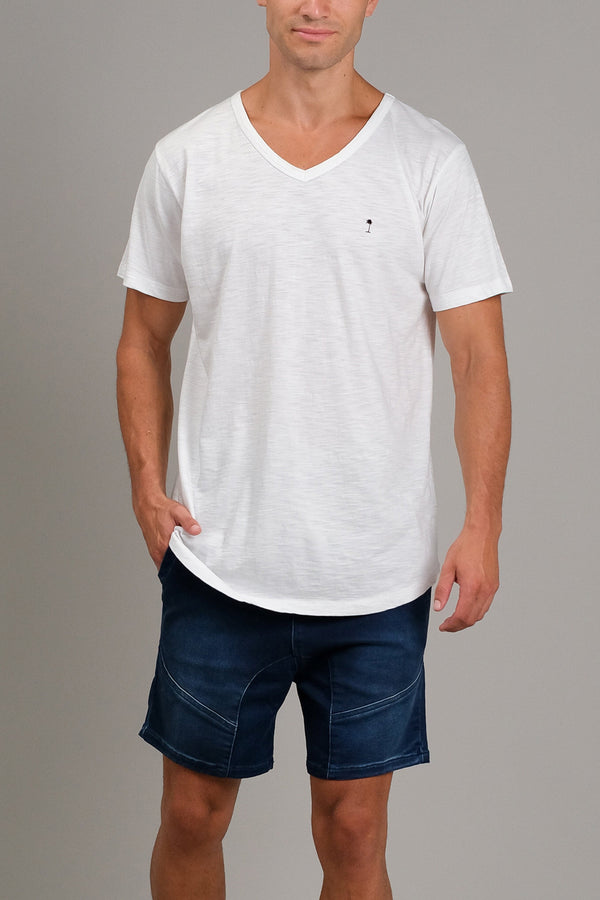 lost in paradise Slub V Tee White