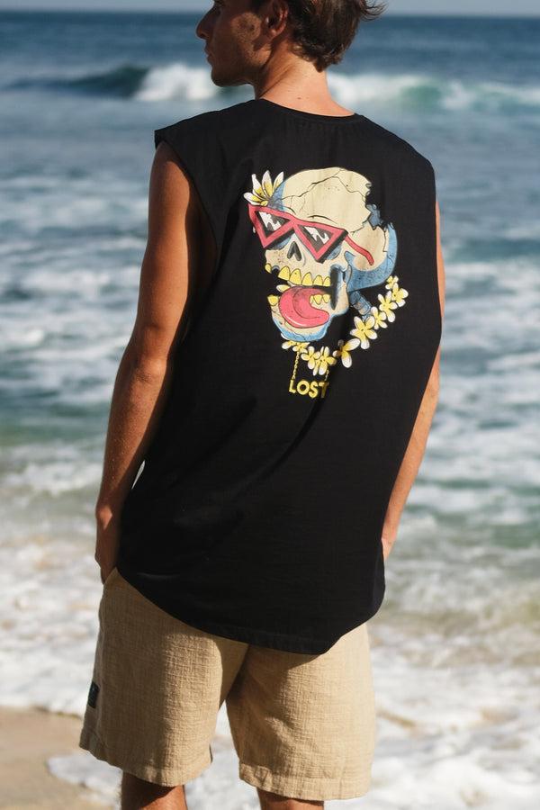 lost in paradise Sm Hawaii Skull Black