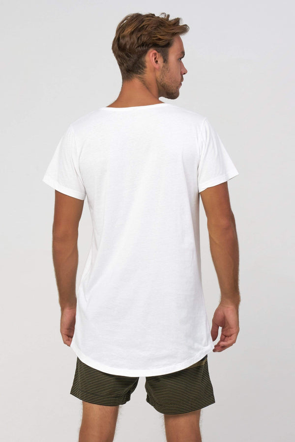 Lost In Paradise Surfing Pocket Tee White