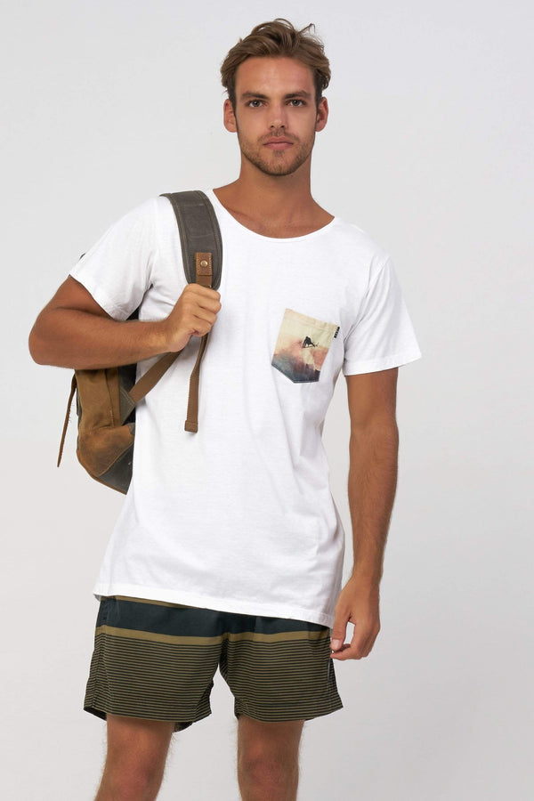 lost in paradise Surfing Pocket Tee White