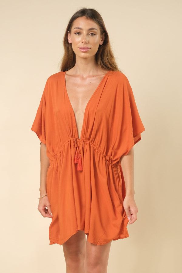 lost in paradise Tala Kaftan Dress Orange
