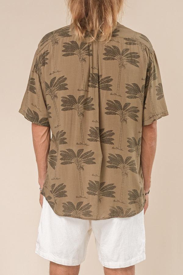 Lost In Paradise Traveller Palm Shirt Light Brown