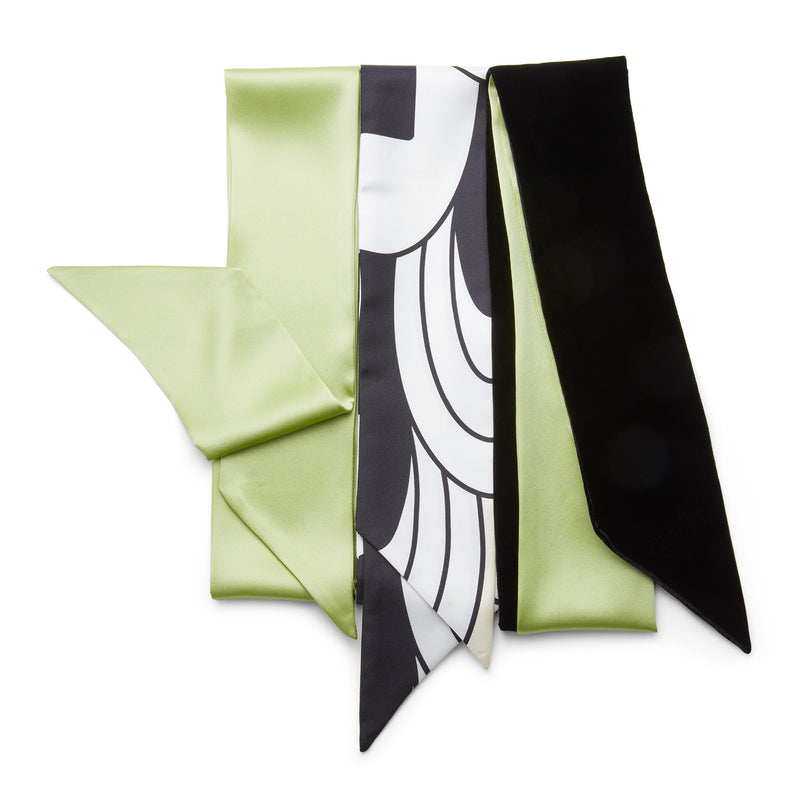 Louisa Parris Sea Green Satin And Black Velvet Sash Belt