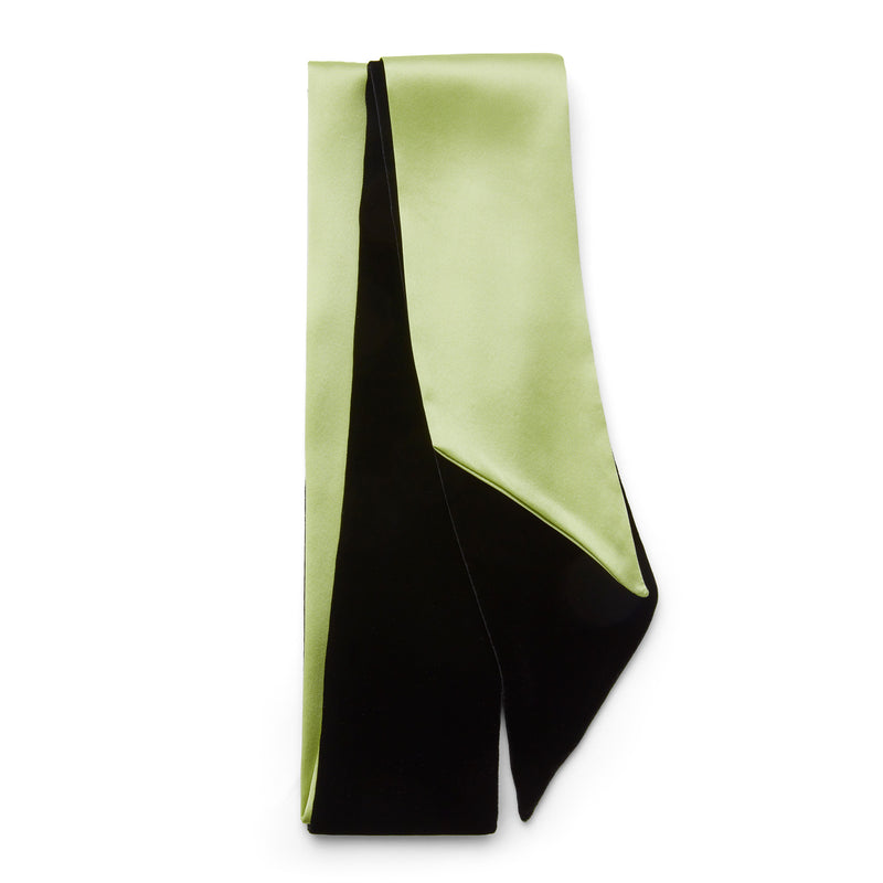 Louisa Parris Sea Green Satin And Black Velvet Sash Belt