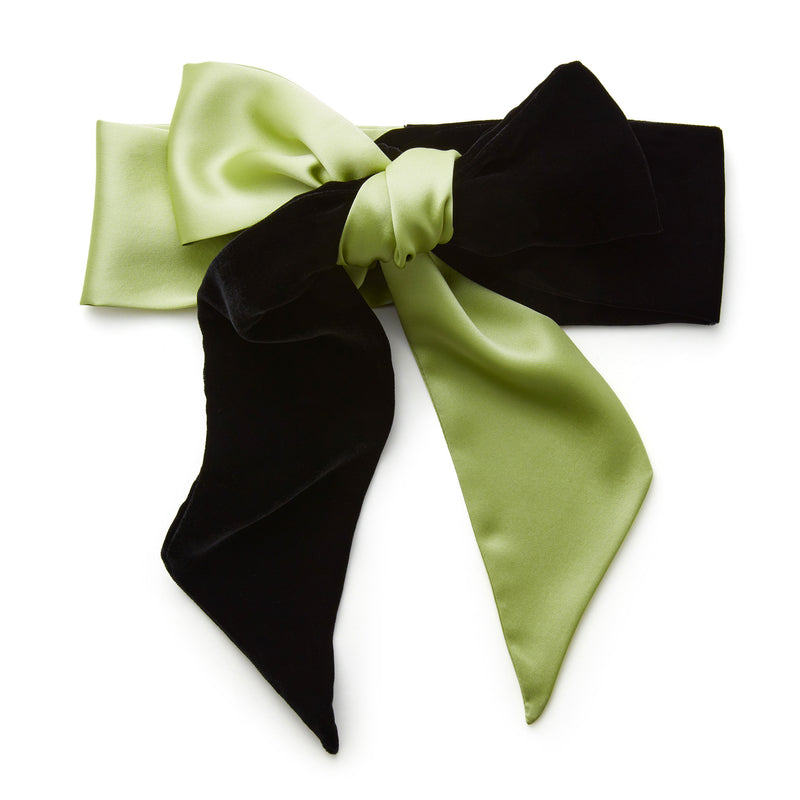 louisa parris Sea Green Satin and Black Velvet Sash Belt