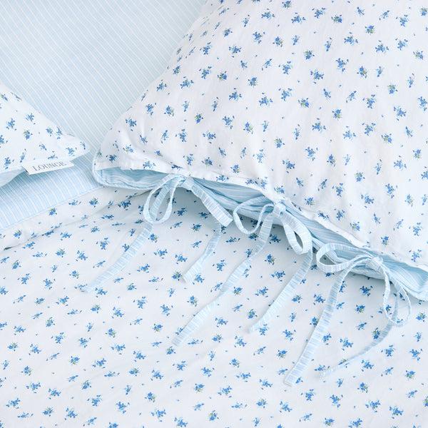 Lounge Underwear Bloom & Stripe Reversible Duvet Cover - Blue Floral Print