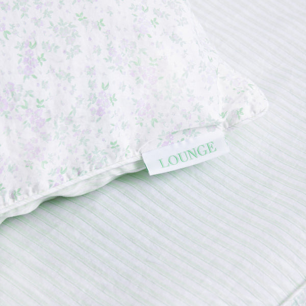 Lounge Underwear Bloom & Stripe Reversible Duvet Cover - Sage Floral Print