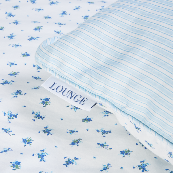 Lounge Underwear Bloom & Stripe Reversible Pillowcases (2-Pack) - Blue Floral Print