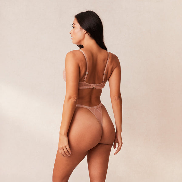 lounge underwear Blossom Balcony Bra & Thong Set - Dusty Rose
