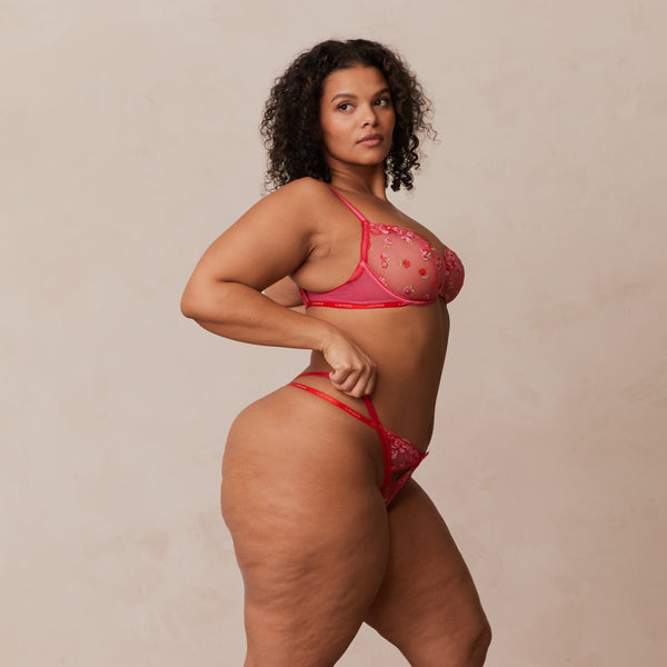 Lounge Underwear Blush Embroidered Balcony Bra - Hot Pink