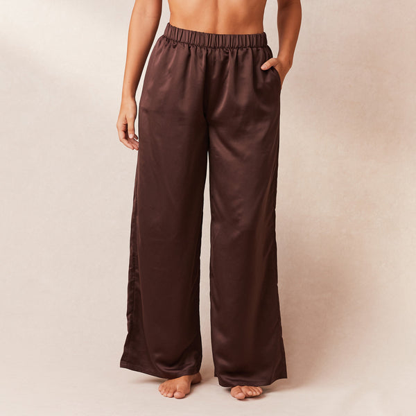 Lounge Underwear Classic Satin Pyjama Bottoms - Chocolate
