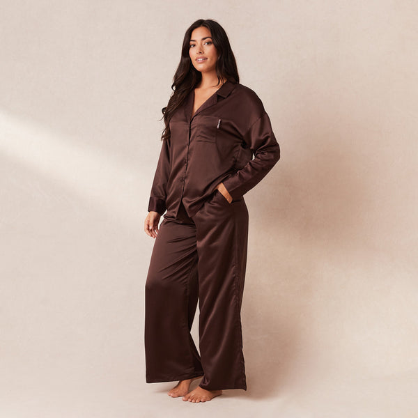 Lounge Underwear Classic Satin Pyjama Bottoms - Chocolate
