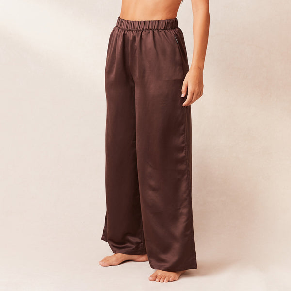 Lounge Underwear Classic Satin Pyjama Bottoms - Chocolate