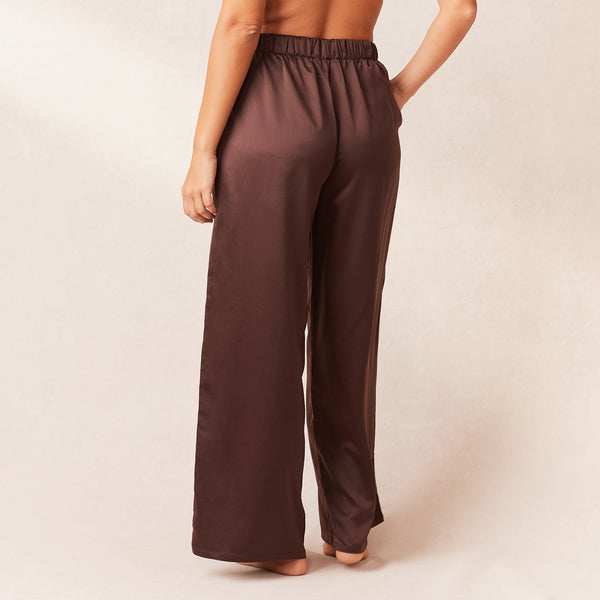 lounge underwear Classic Satin Pyjama Bottoms - Chocolate