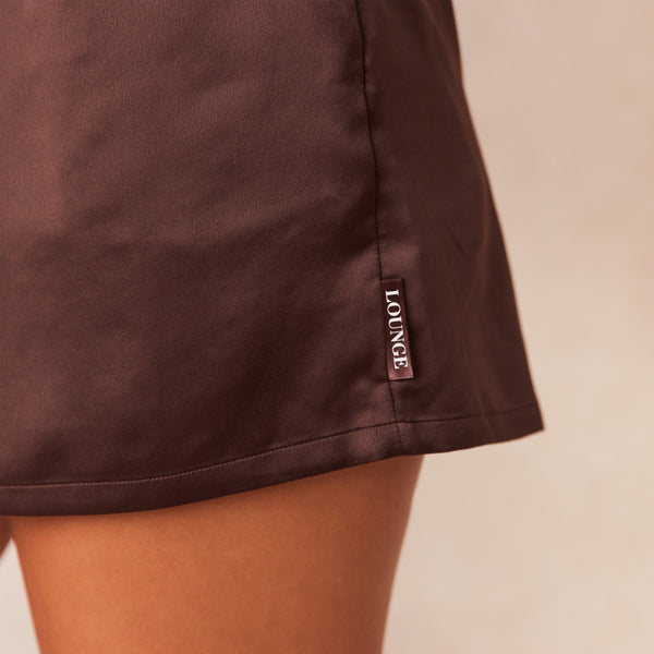 Lounge Underwear Classic Satin Pyjama Shorts - Chocolate