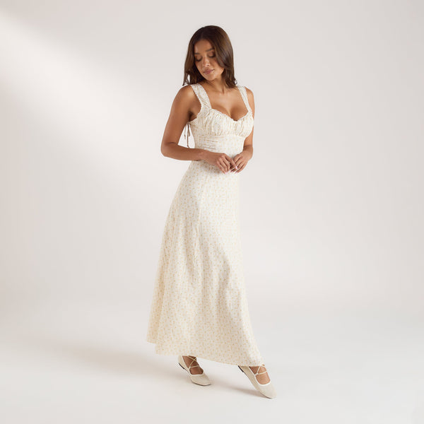 Lounge Underwear Corset Back Maxi Dress - Peach Floral